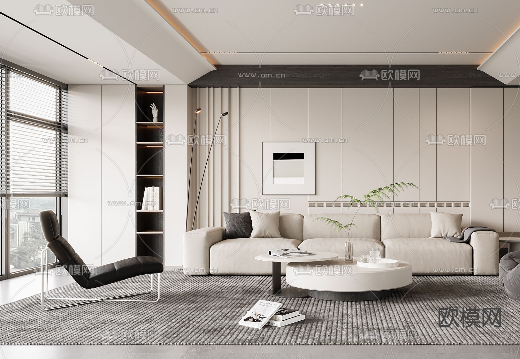 现代客厅3d模型下载（渲染图2）