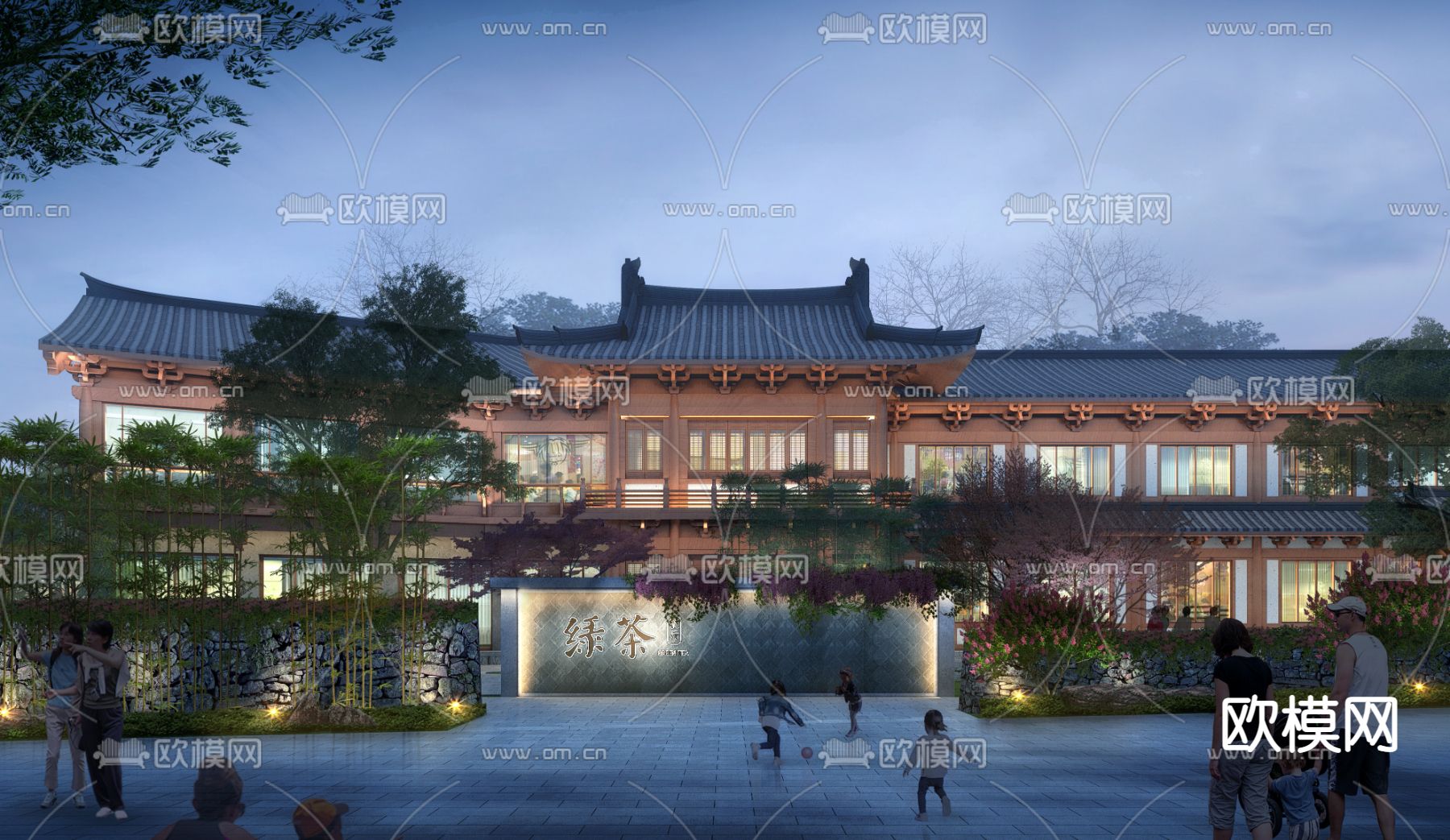 茶楼外观PSD下载_ID13039140_3dmax免费模型-欧模网