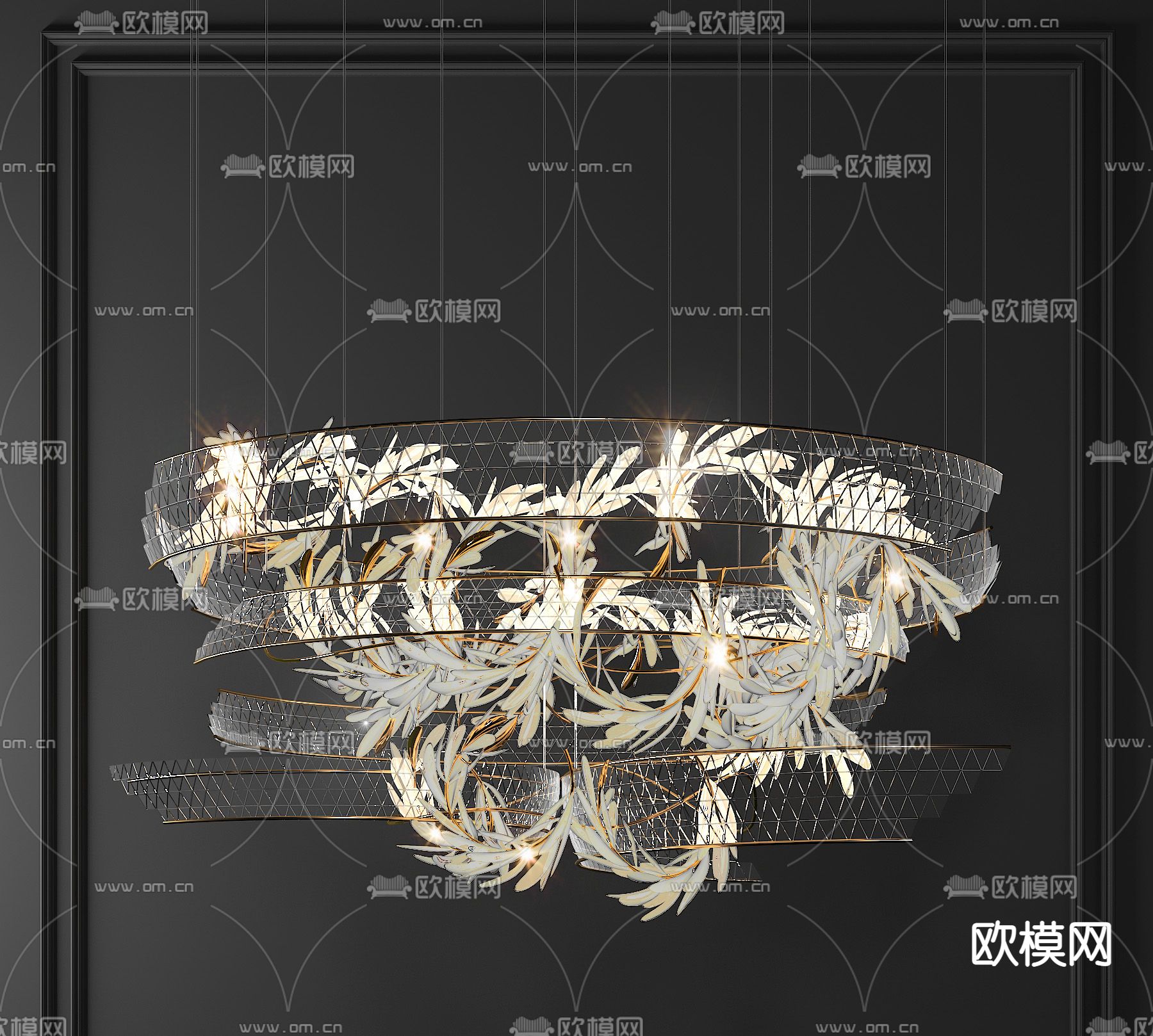 水晶吊灯 大堂灯3d模型下载_ID13039415_3dmax免费模型-欧模网