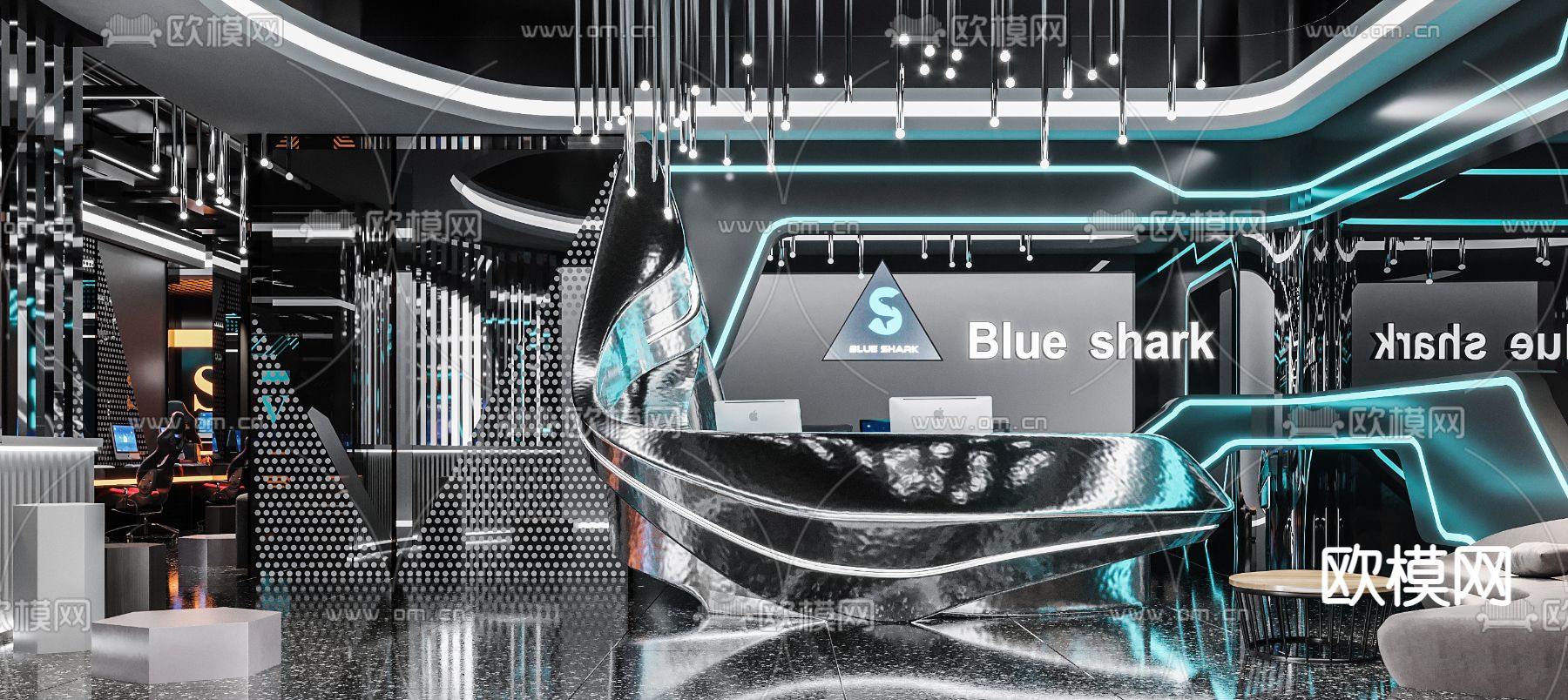 网吧 网咖 电竞馆3d模型下载