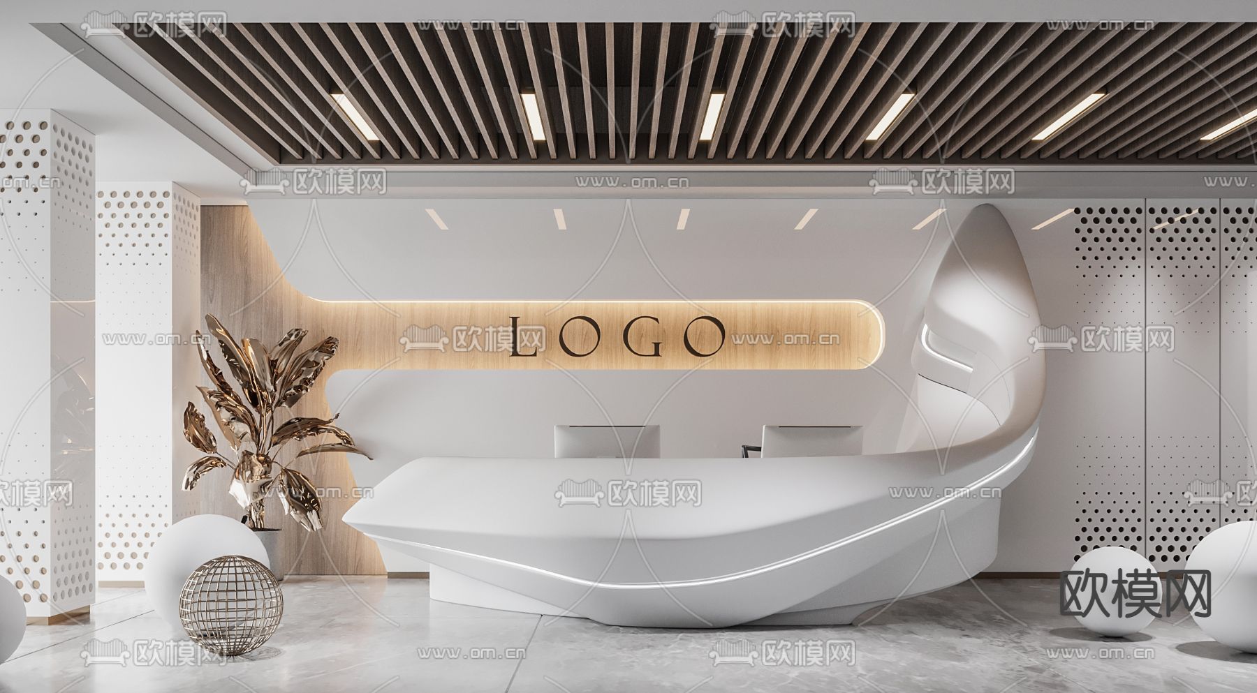 异形前台 接待台 服务台3d模型下载