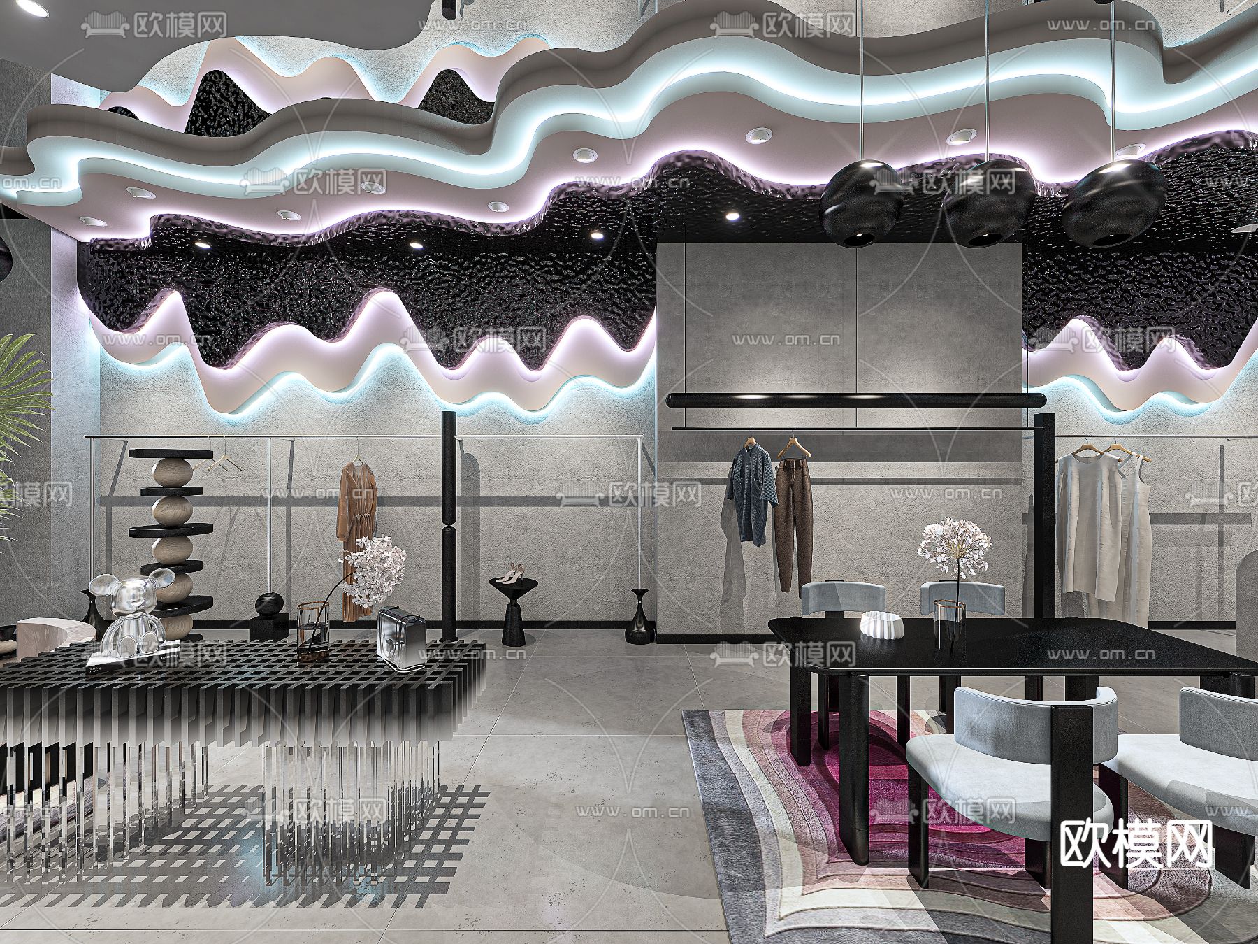 现代服装店 女装店3d模型下载_ID13039921_3dmax免费模型-欧模网
