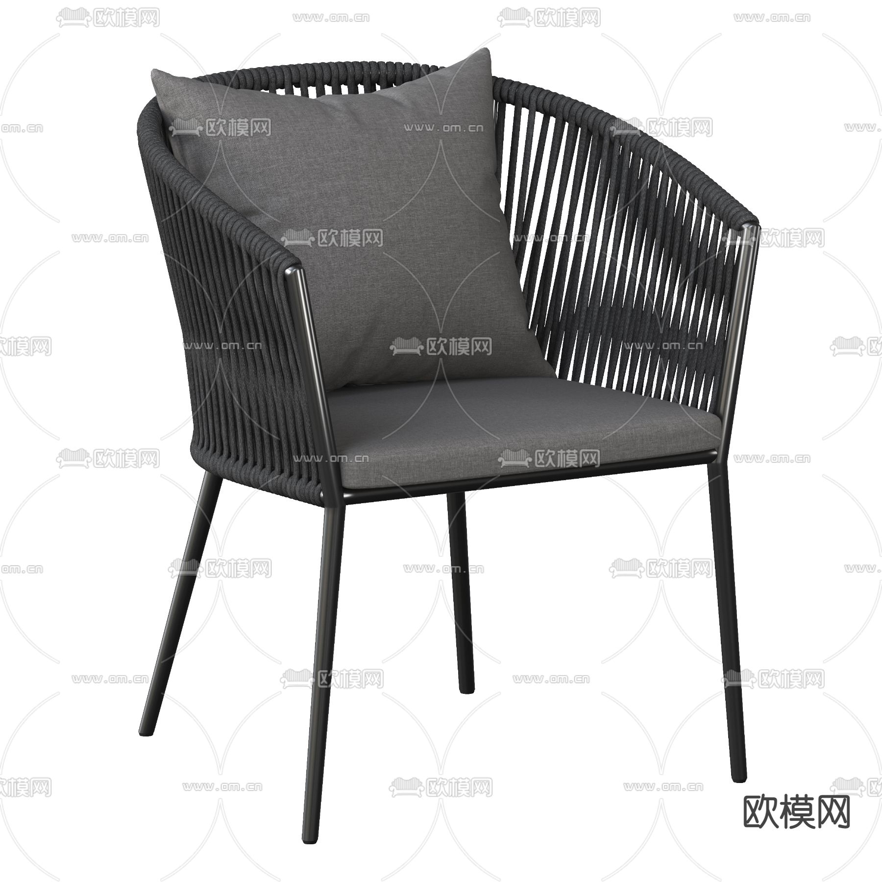 高级灰单椅 餐椅3d模型下载