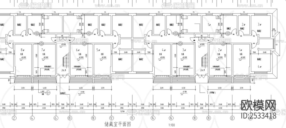 建筑住宅平面CAD施工图下载(渲染图3)