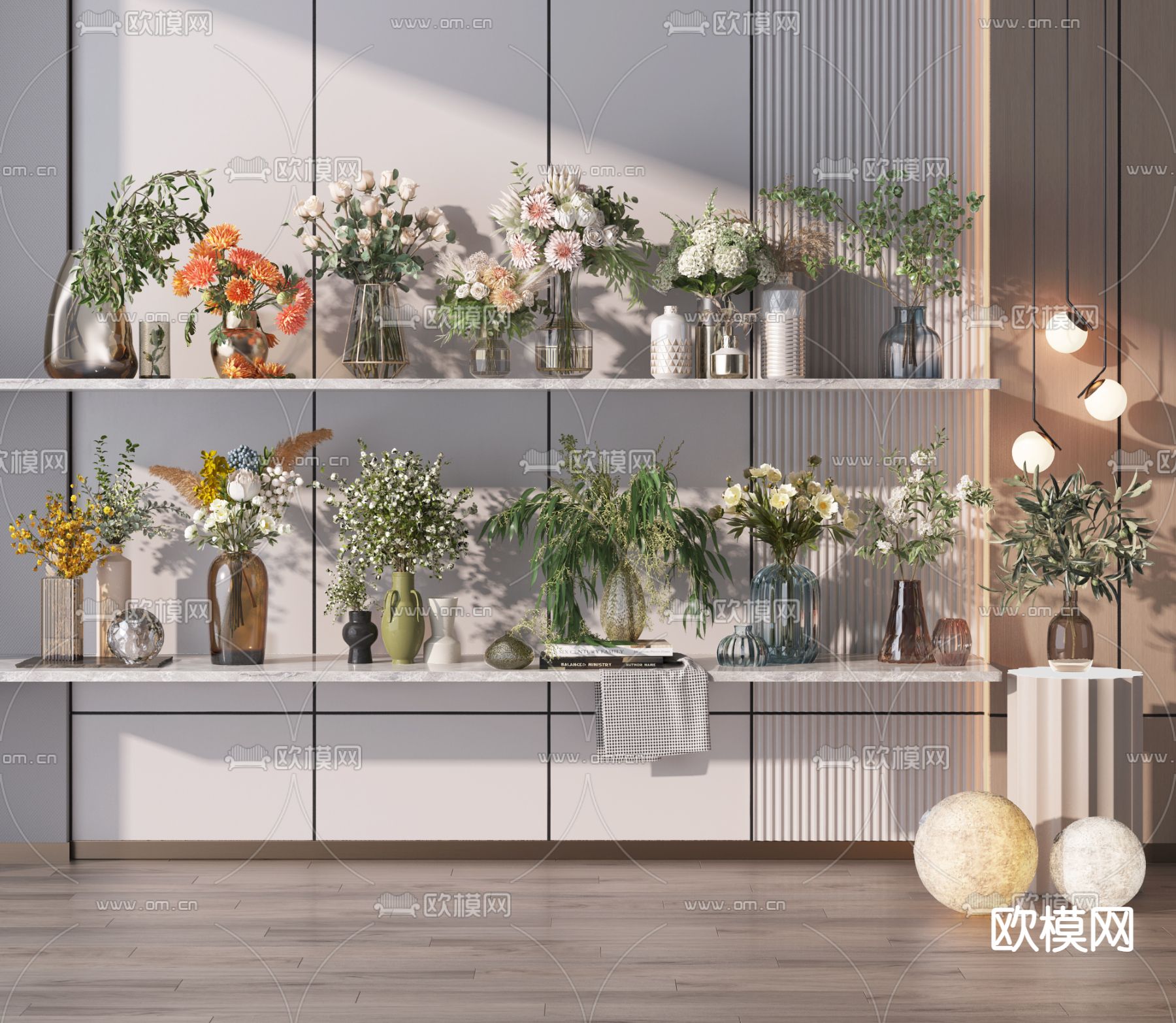 插花 花瓶 花艺 水生植物3d模型下载