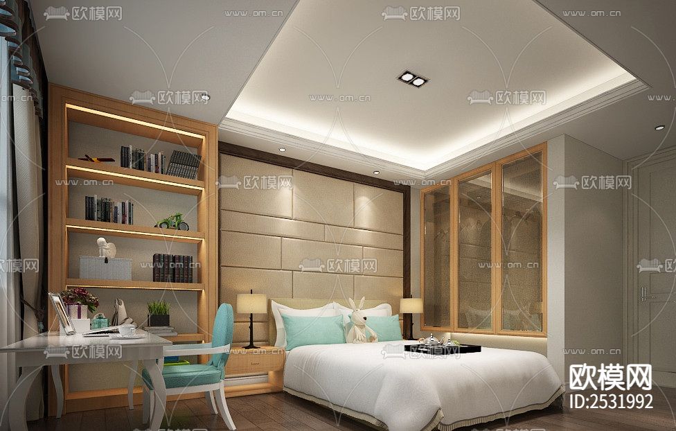 现代大平层豪宅样板间cad施工图下载（渲染图4）