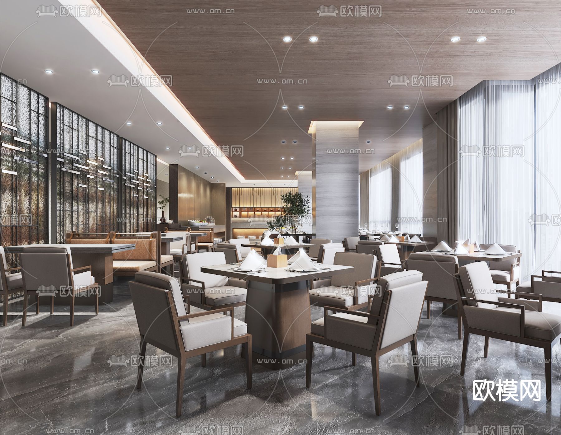 酒店自助餐厅3d模型下载