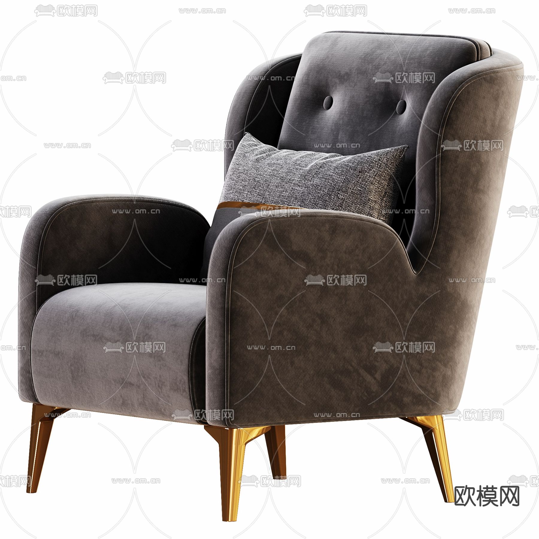 简欧单人沙发3d模型下载（渲染图3）