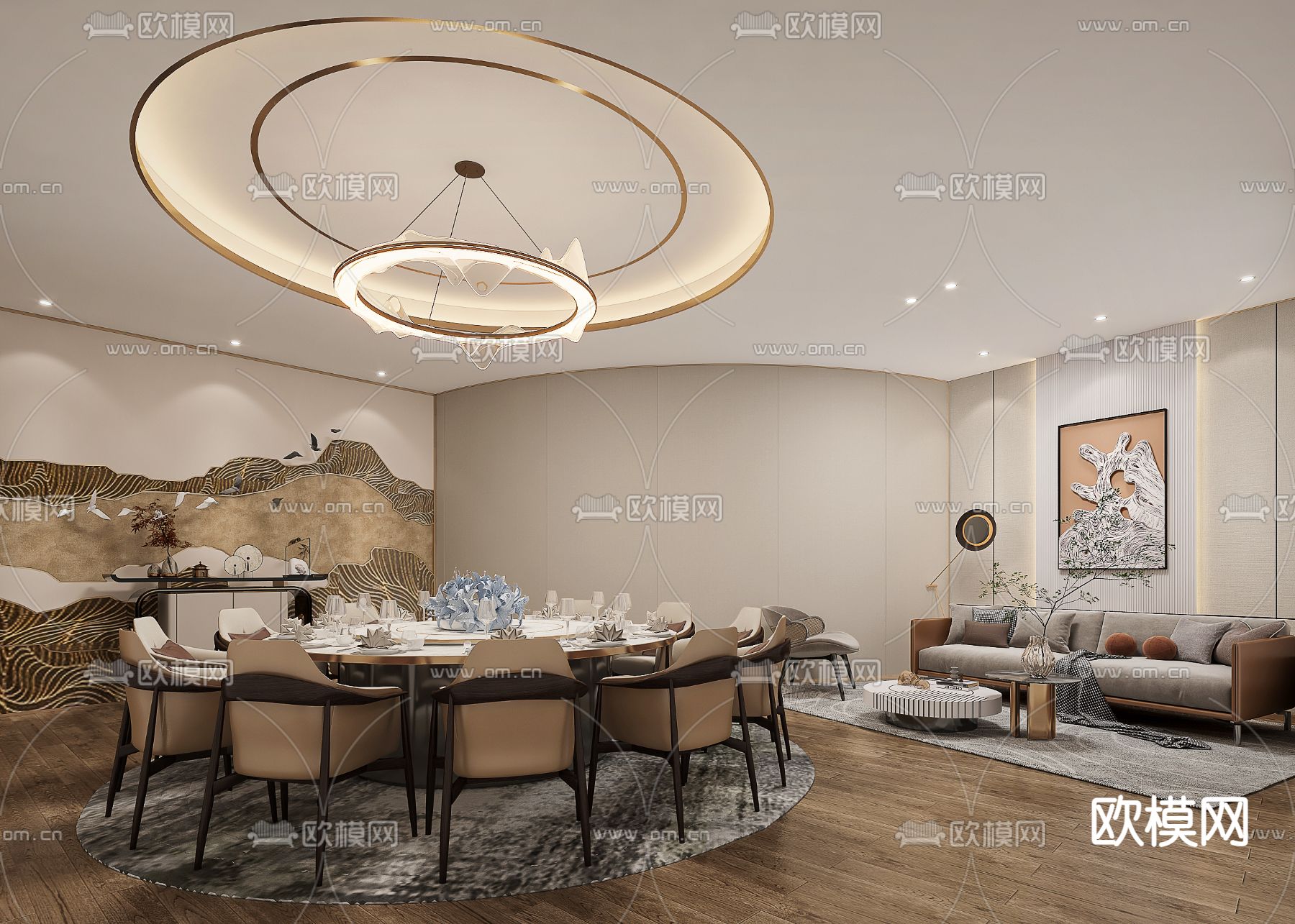 中餐厅包厢 包房 包间3d模型下载_ID13041305_3dmax免费模型-欧模网