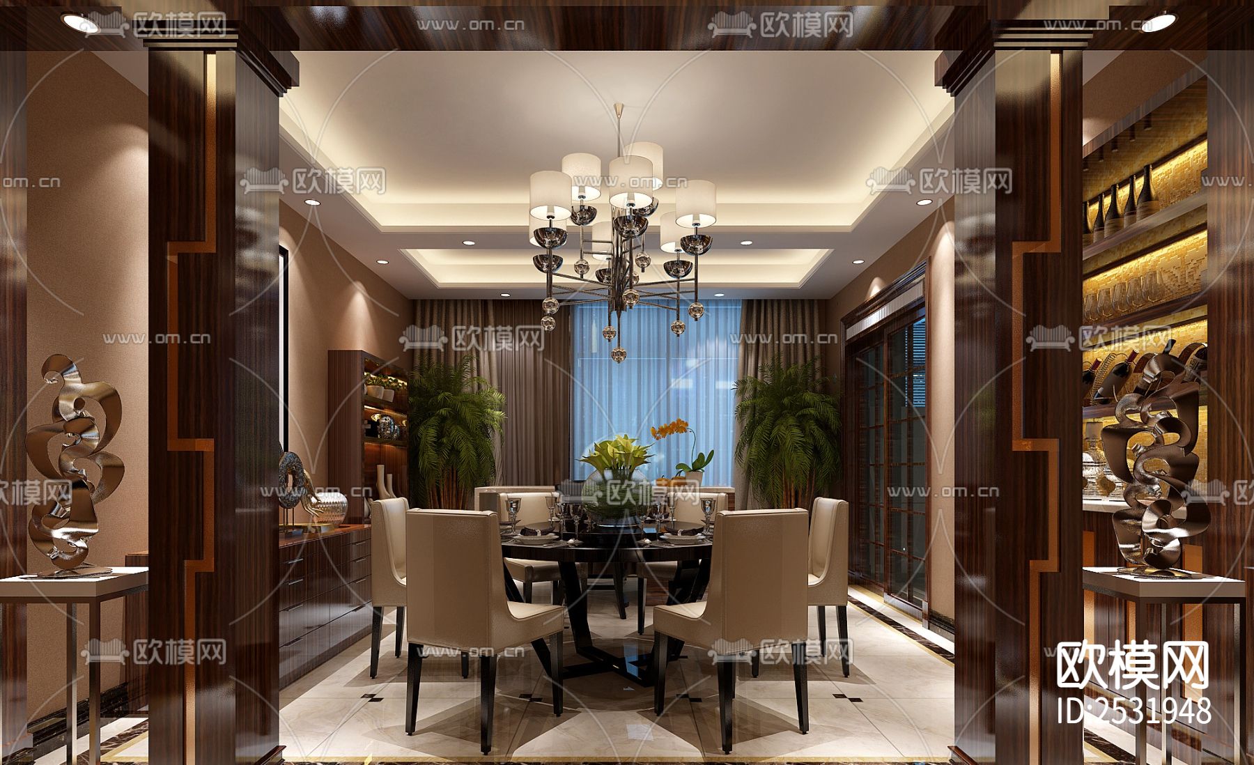 现代大平层豪宅样板间cad施工图-免费3dmax模型库-欧模网
