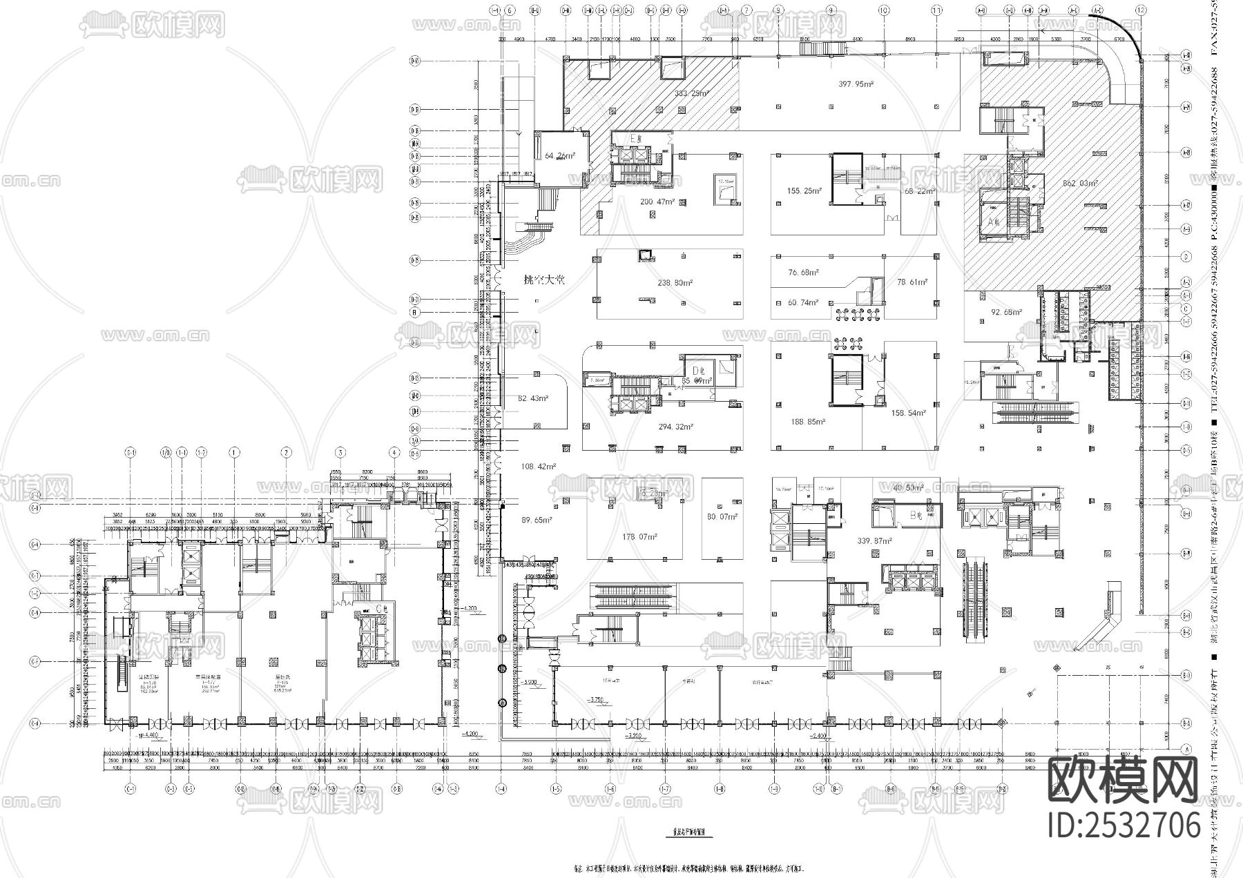 某商场购物公园玻璃幕墙工程CAD施工图下载（渲染图1）