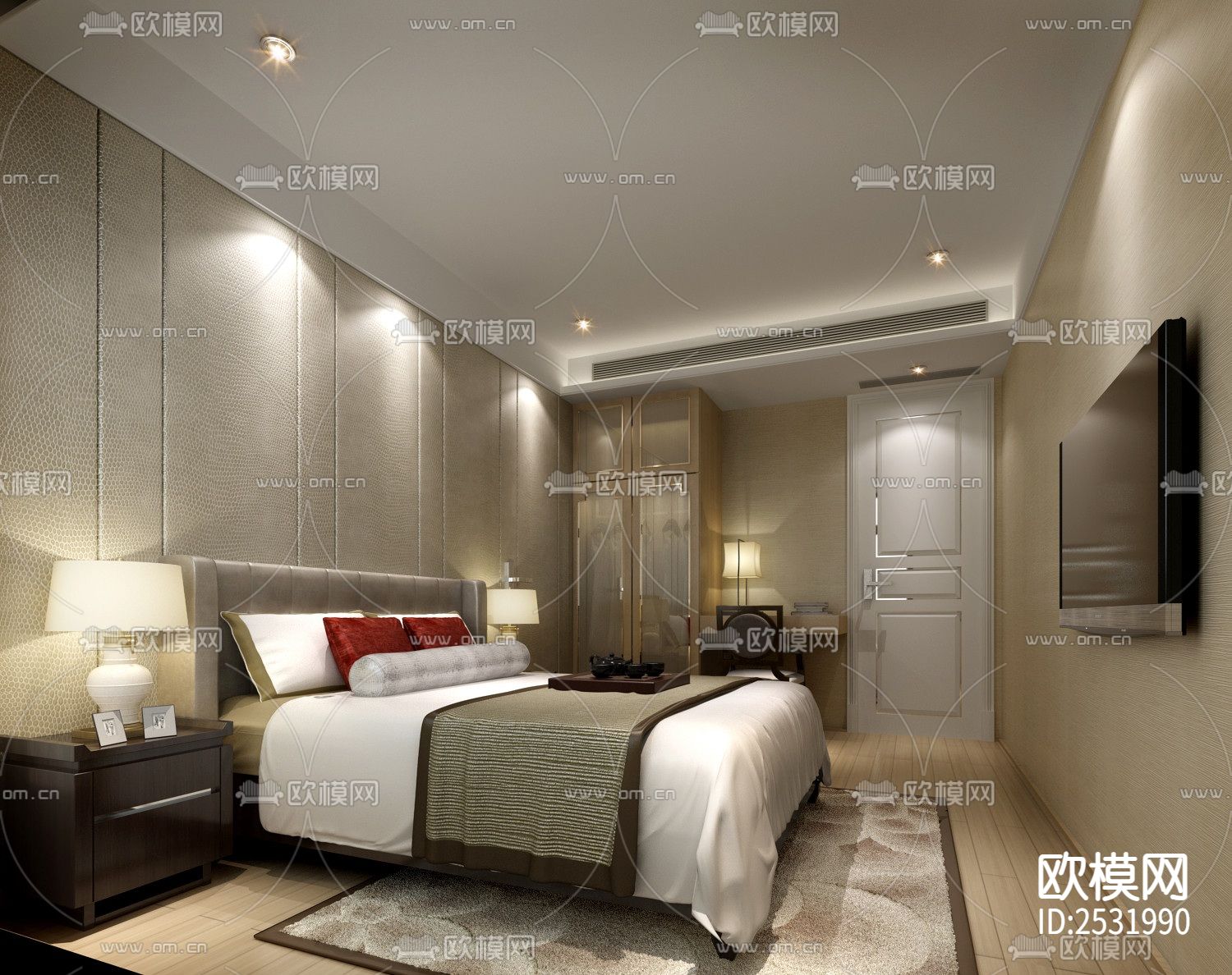 现代大平层豪宅样板间cad施工图下载（渲染图1）