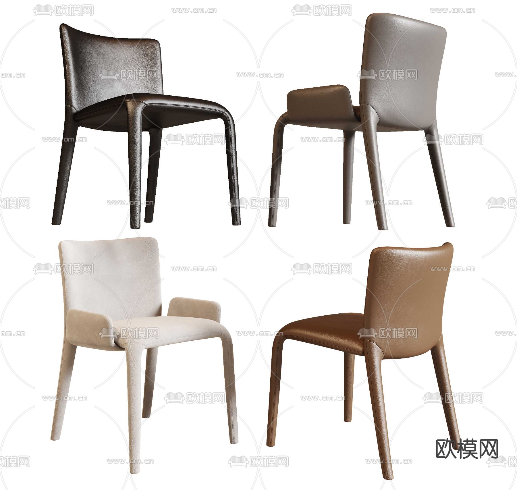 Minotti 餐椅 单椅3d模型下载（渲染图1）