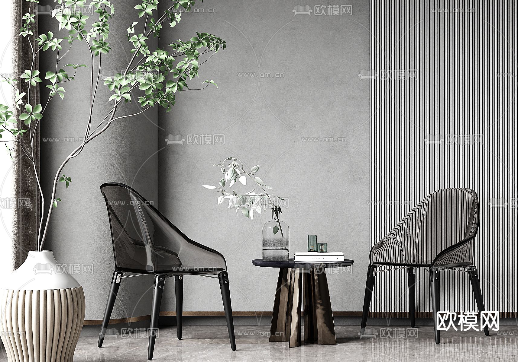 透明休闲桌椅3d模型下载