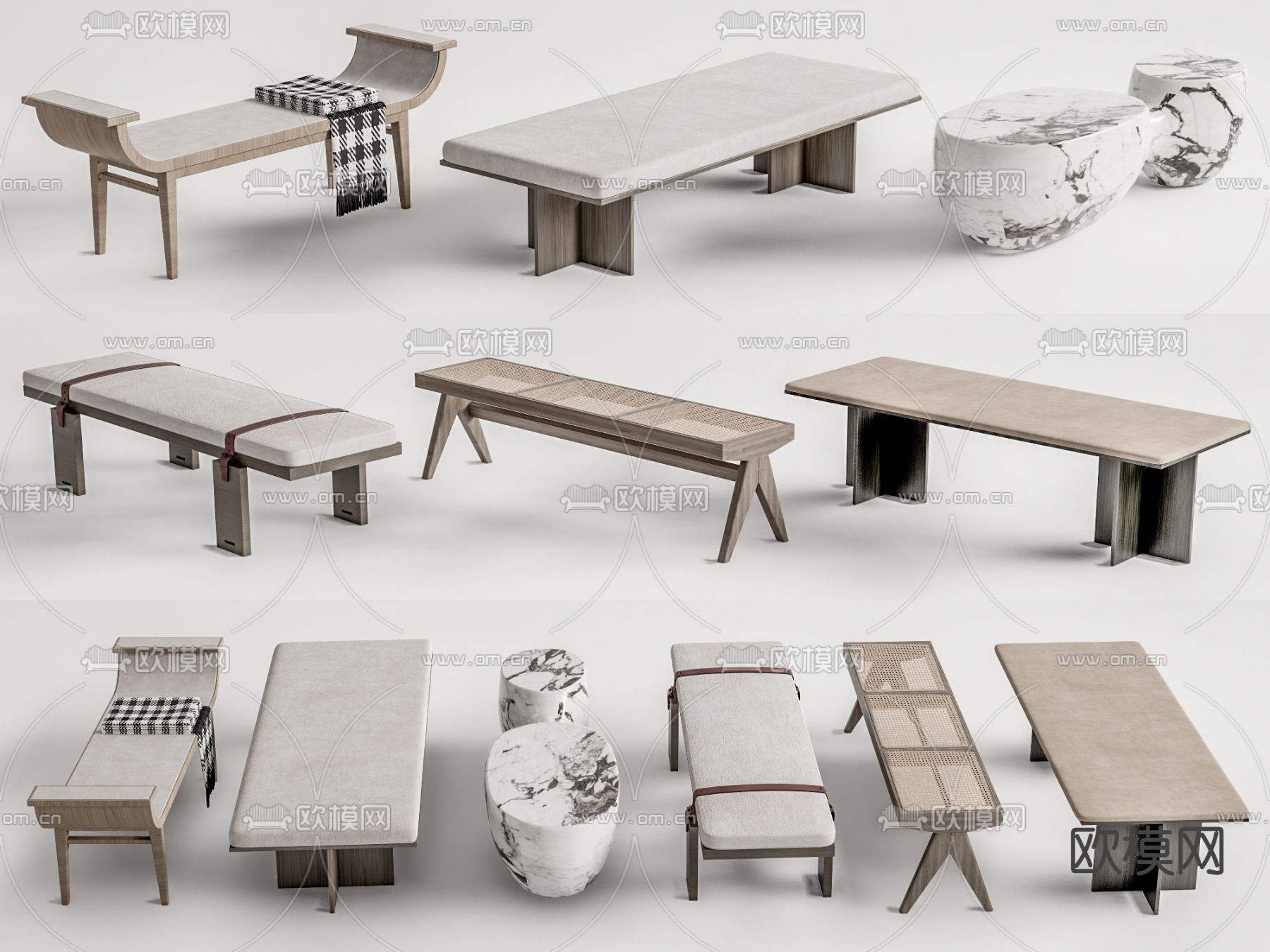 床尾凳 长凳 换鞋凳3d模型下载