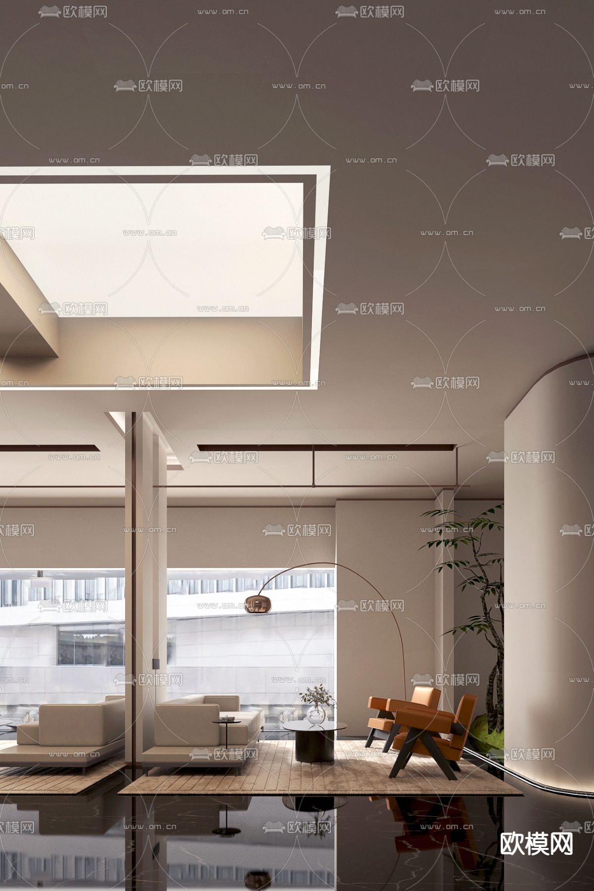 唐忠汉设计 售楼处洽谈区3d模型下载（渲染图1）