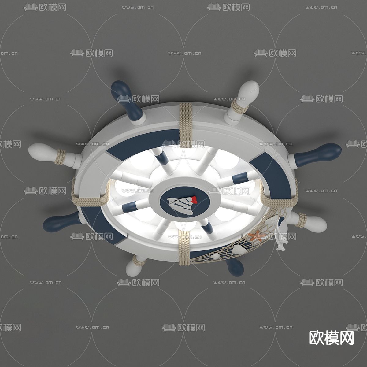 儿童吸顶灯 船坨吸顶灯3d模型下载（渲染图2）