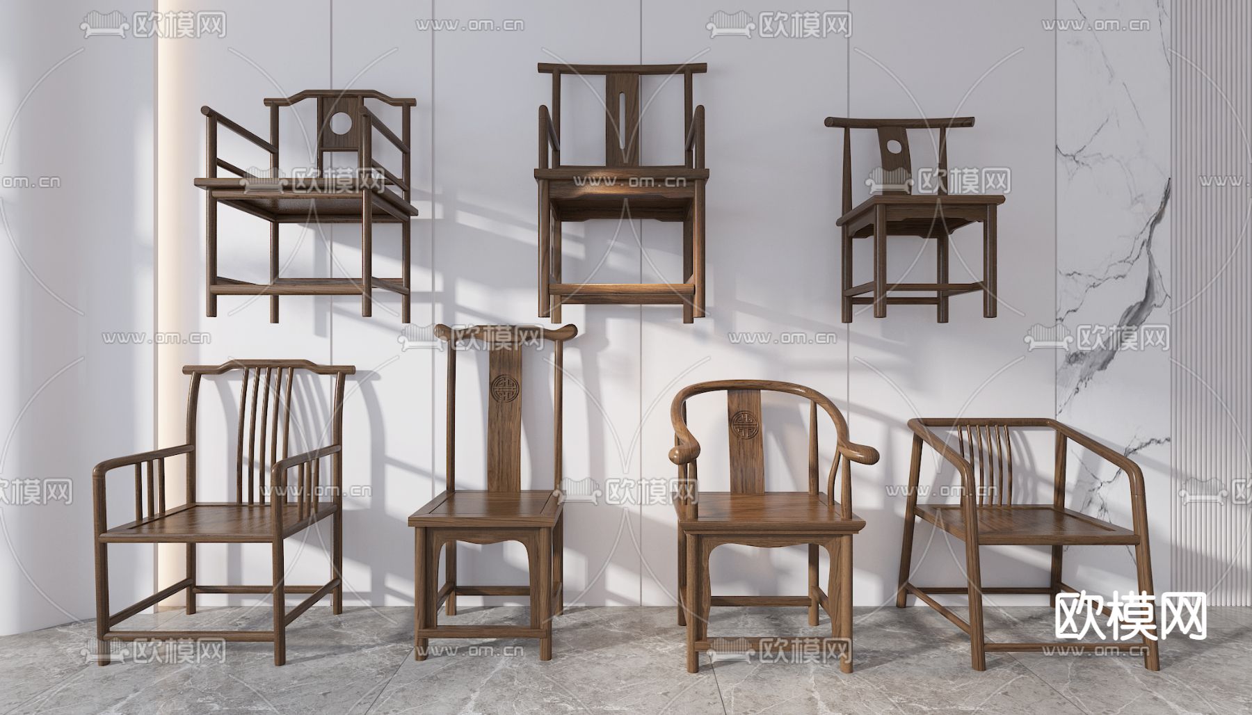 中式扶手椅 单椅 太师椅3d模型下载