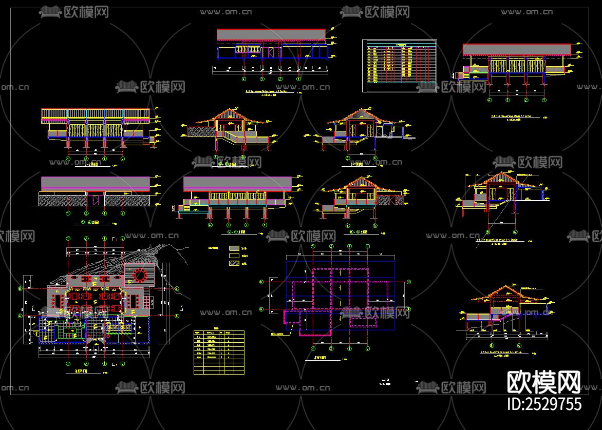 渡假村茶室CAD施工图下载（渲染图1）