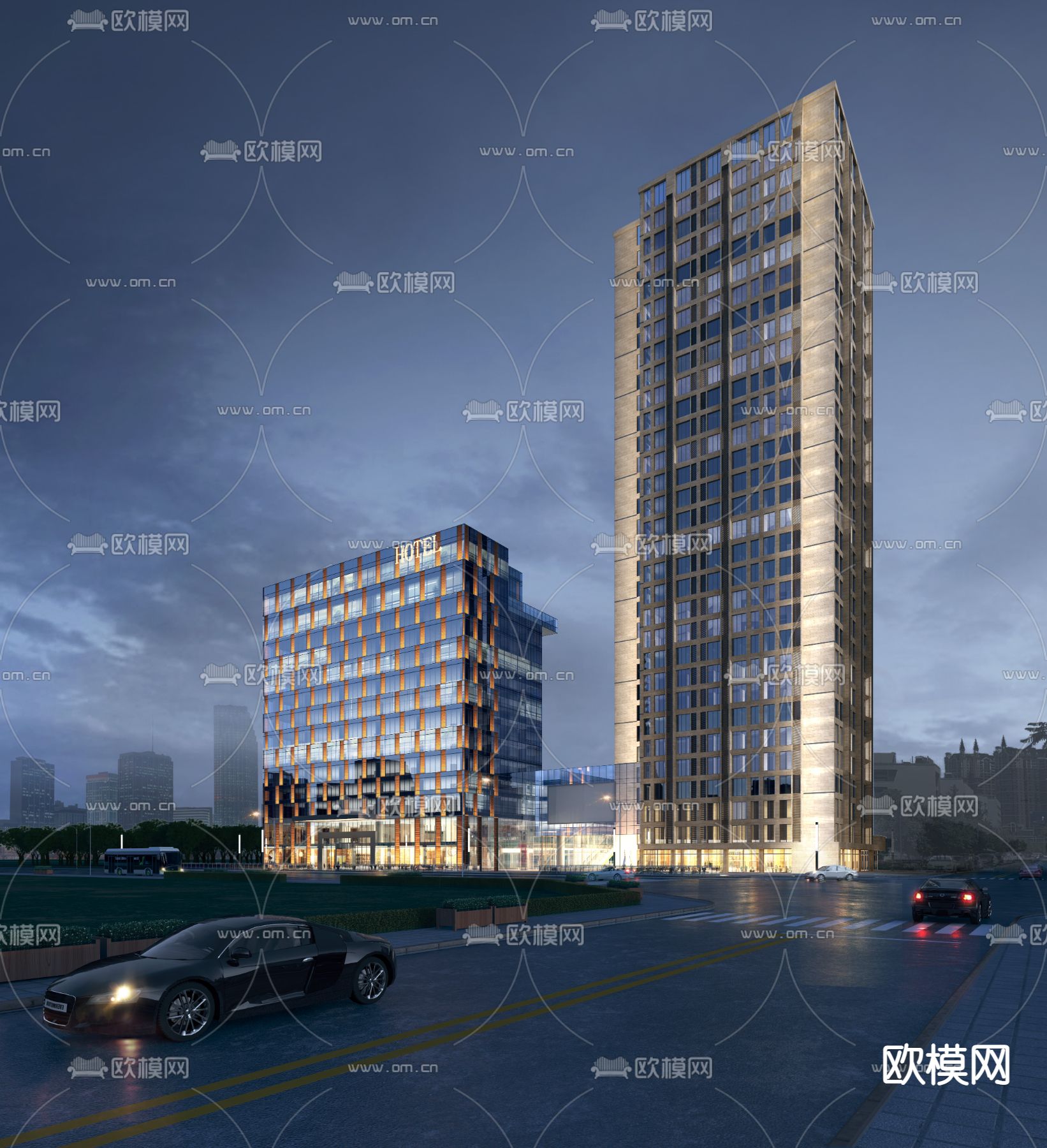 现代高层住宅外观3d模型下载