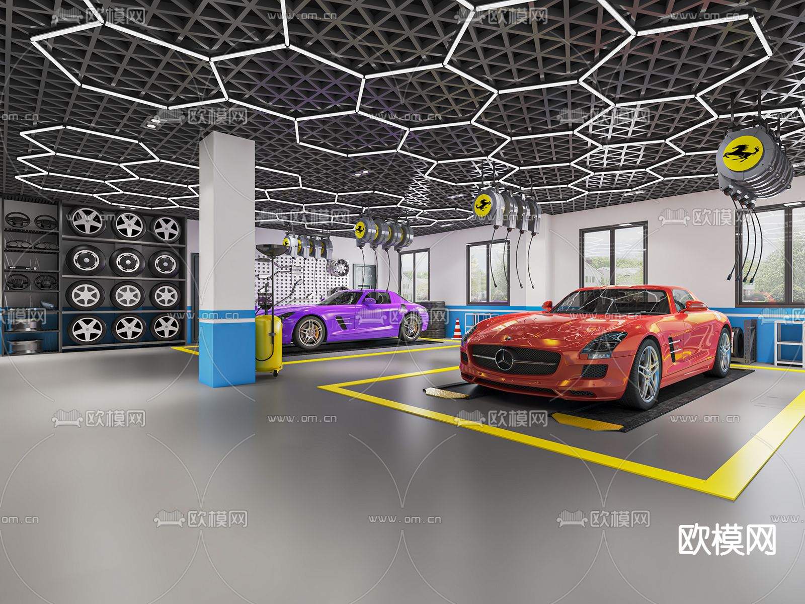 汽车维修店3d模型下载