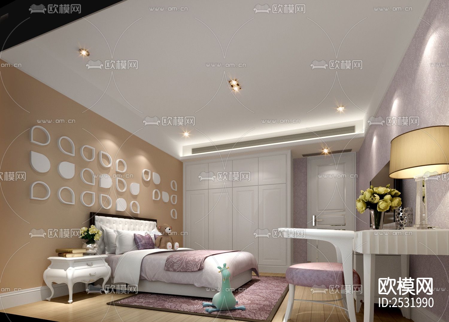 现代大平层豪宅样板间cad施工图下载（渲染图2）