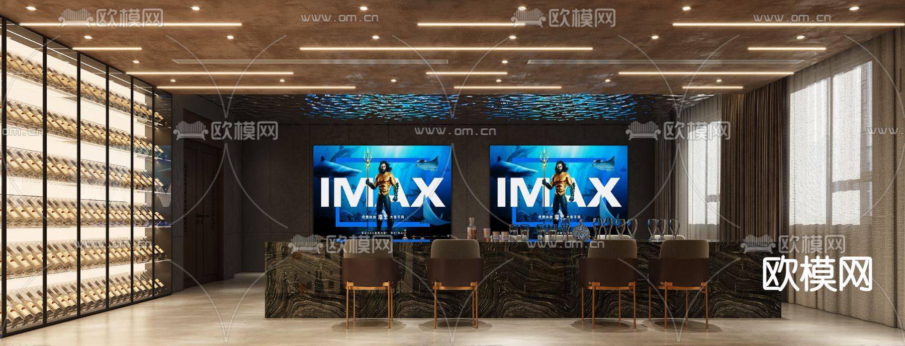 影音室 视听室 家庭影院3d模型下载（渲染图1）