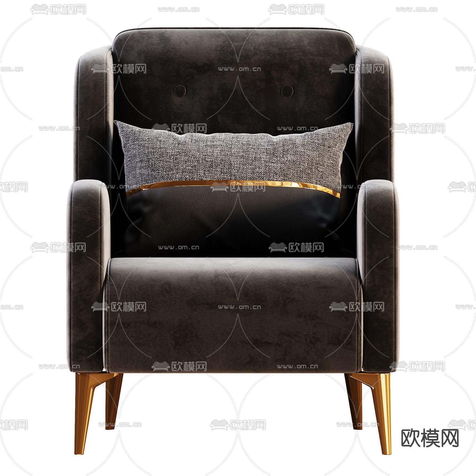 简欧单人沙发3d模型下载（渲染图2）