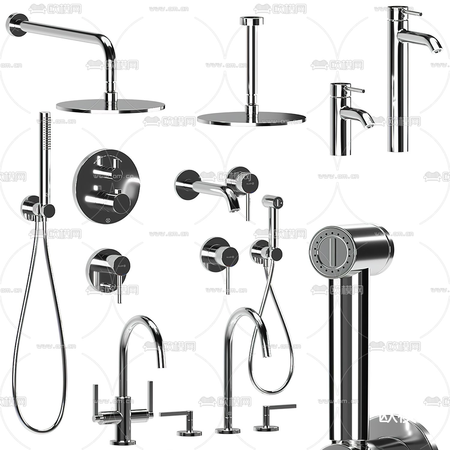 淋浴花洒 水龙头3d模型下载（渲染图2）