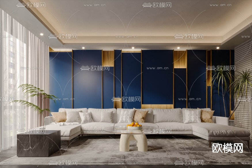 现代客厅3d模型下载