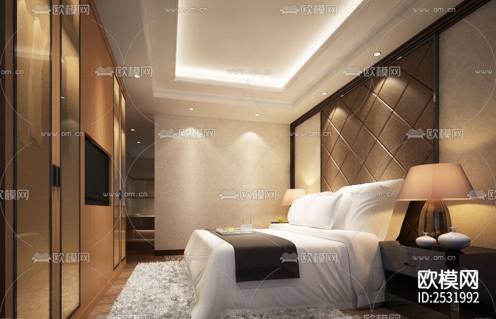 现代大平层豪宅样板间cad施工图下载（渲染图2）