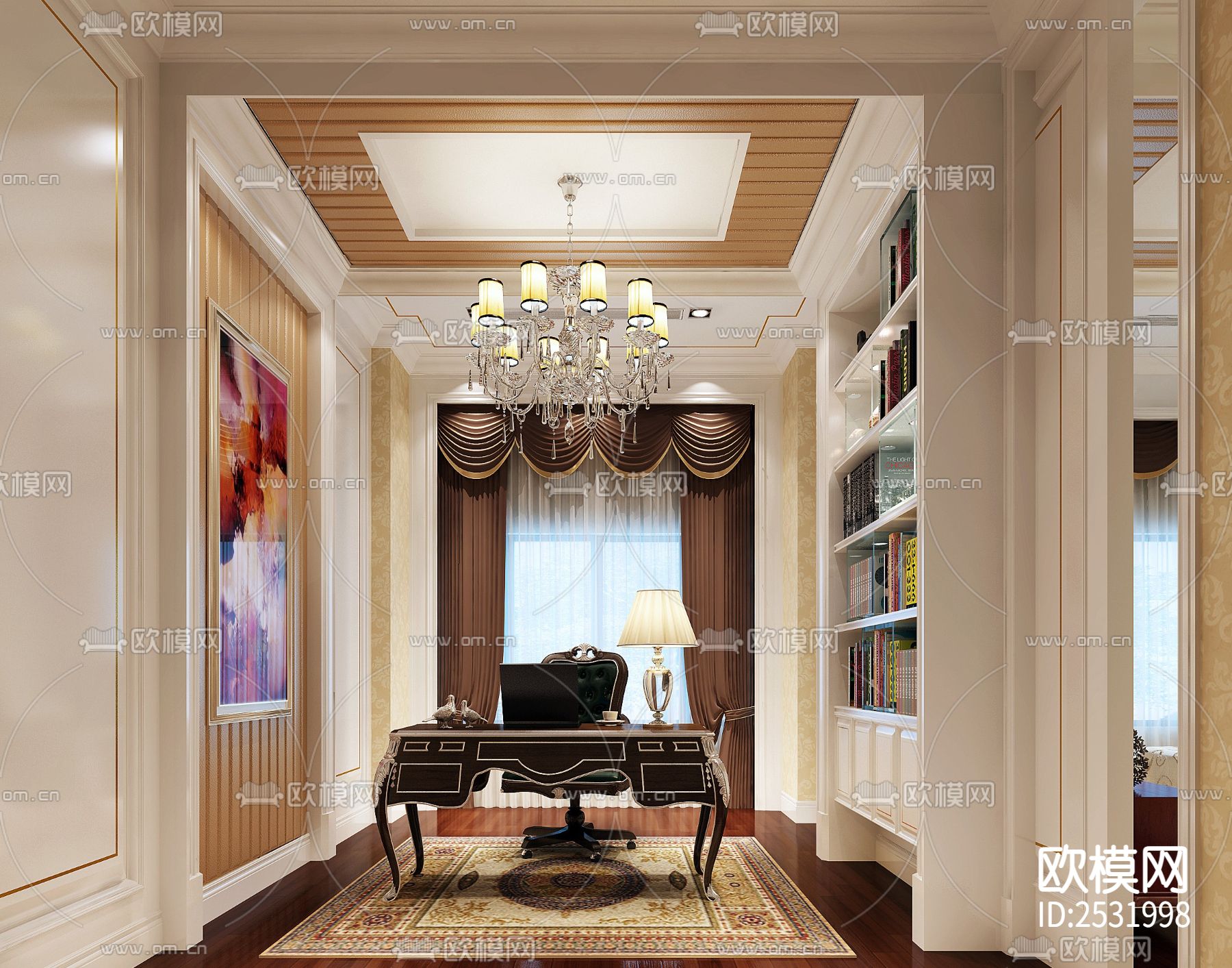 现代大平层豪宅样板间cad施工图下载（渲染图2）