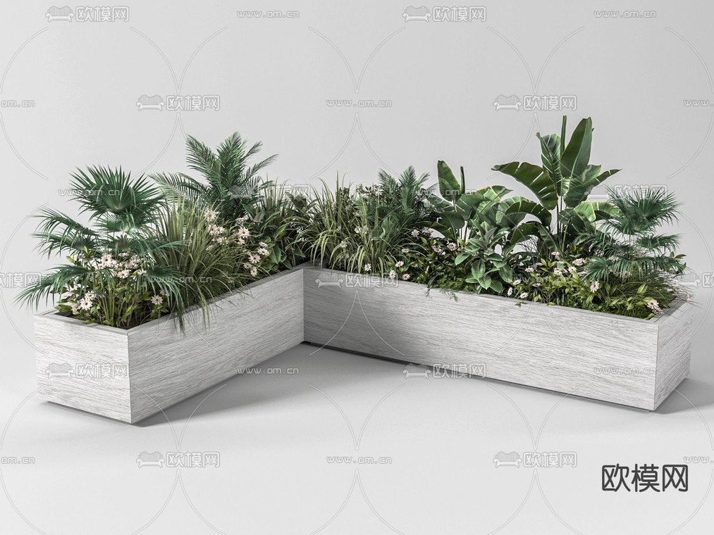 花坛 花池 庭院绿植3d模型下载_ID13035317_3dmax免费模型-欧模网