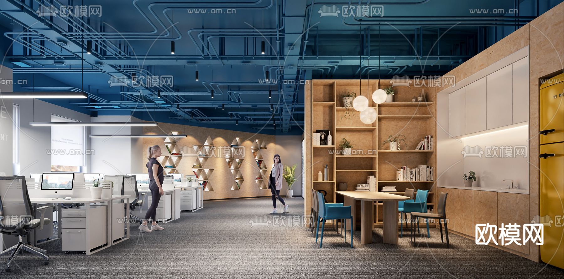 公共办公区 办公室3d模型下载