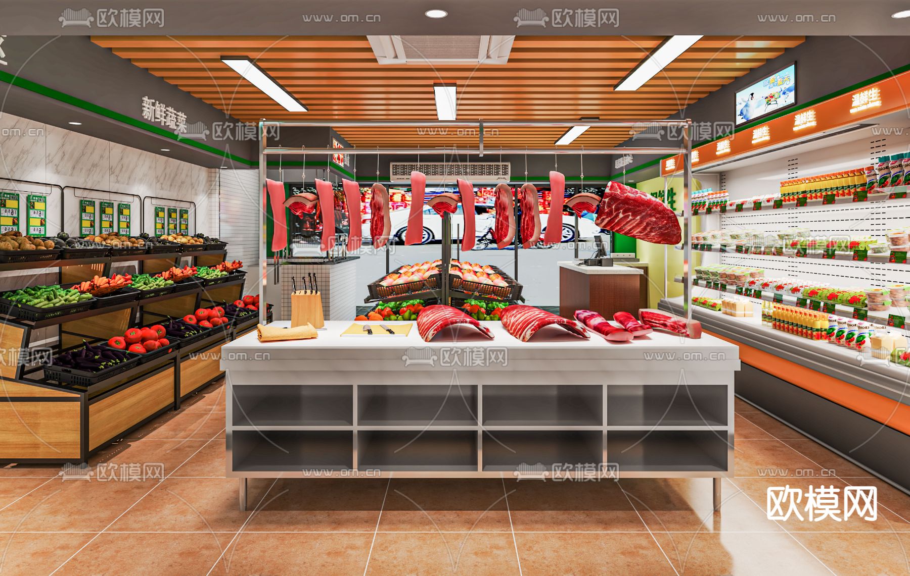 现代生鲜超市3d模型下载