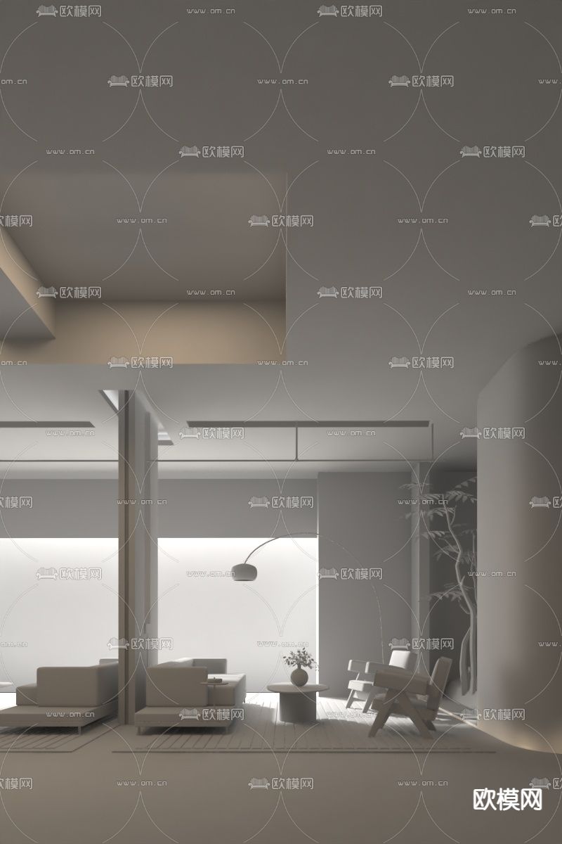 唐忠汉设计 售楼处洽谈区3d模型下载（渲染图2）