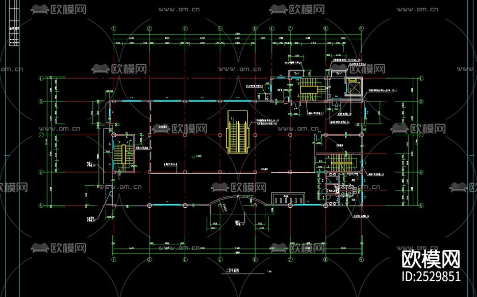 小區(qū)超市建筑CAD施工圖下載(渲染圖2)