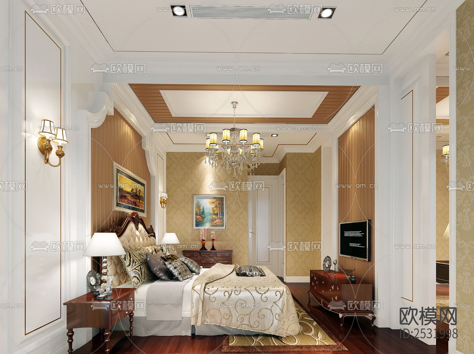 现代大平层豪宅样板间cad施工图下载（渲染图4）