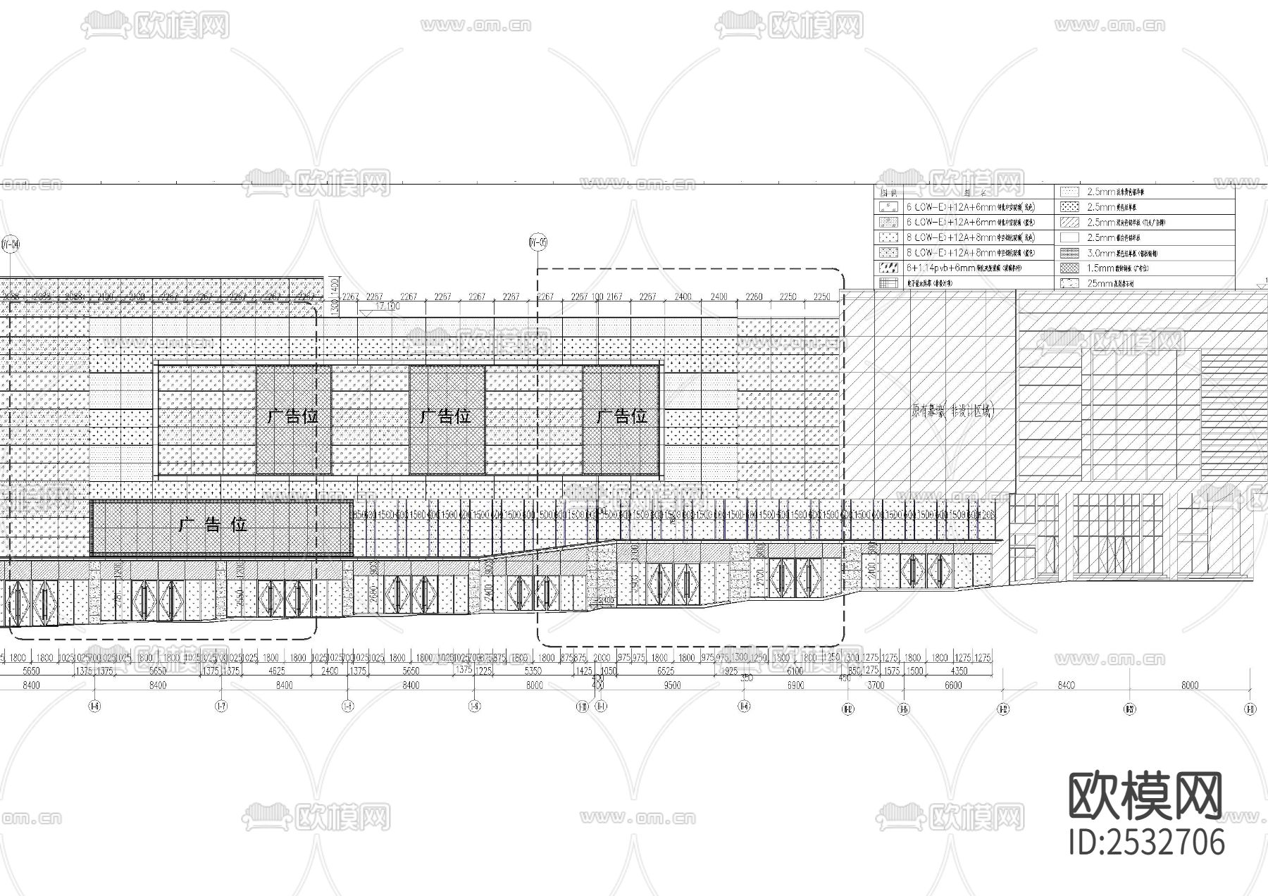 某商场购物公园玻璃幕墙工程CAD施工图下载（渲染图7）
