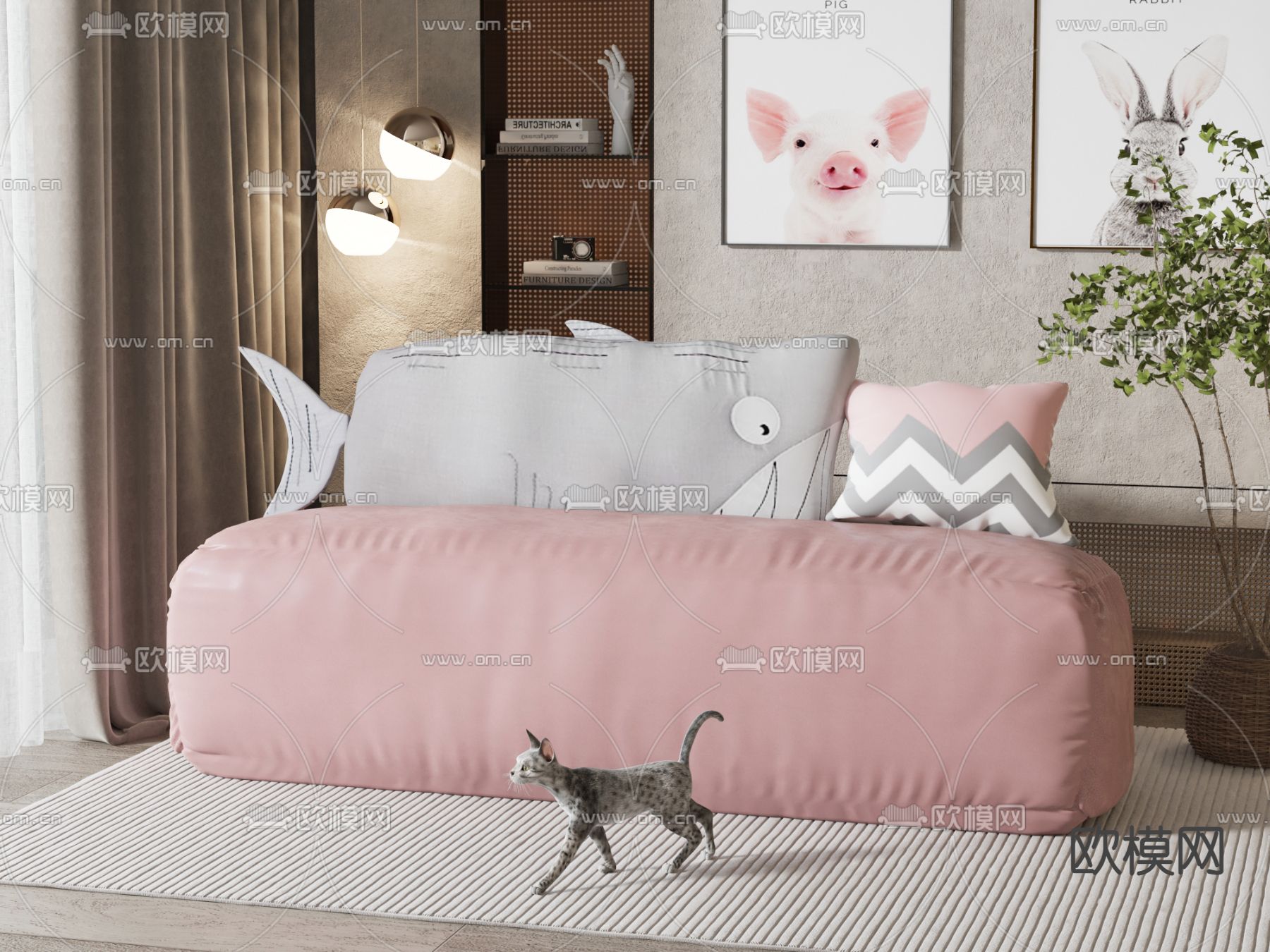 现代脚踏 床尾凳3d模型下载