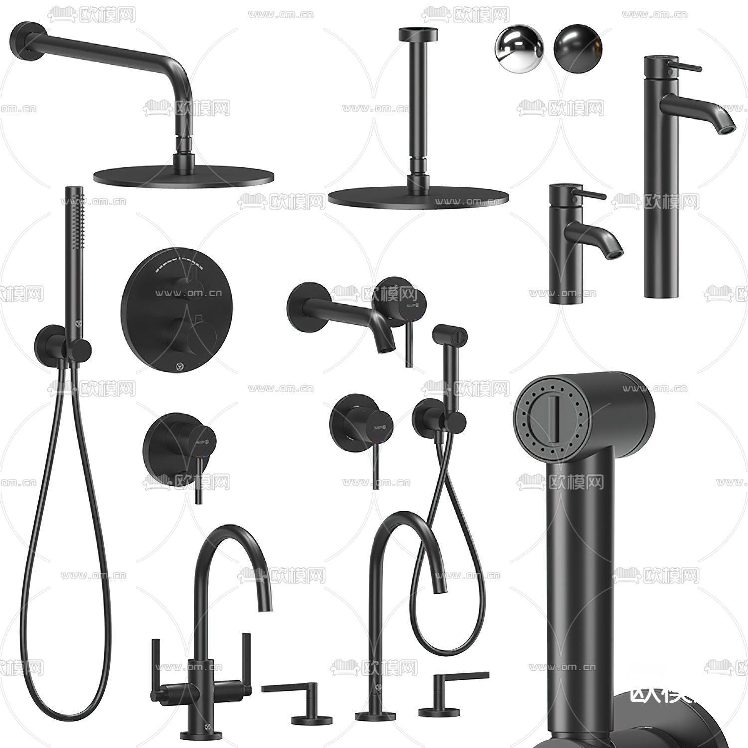 淋浴花洒 水龙头3d模型下载（渲染图1）