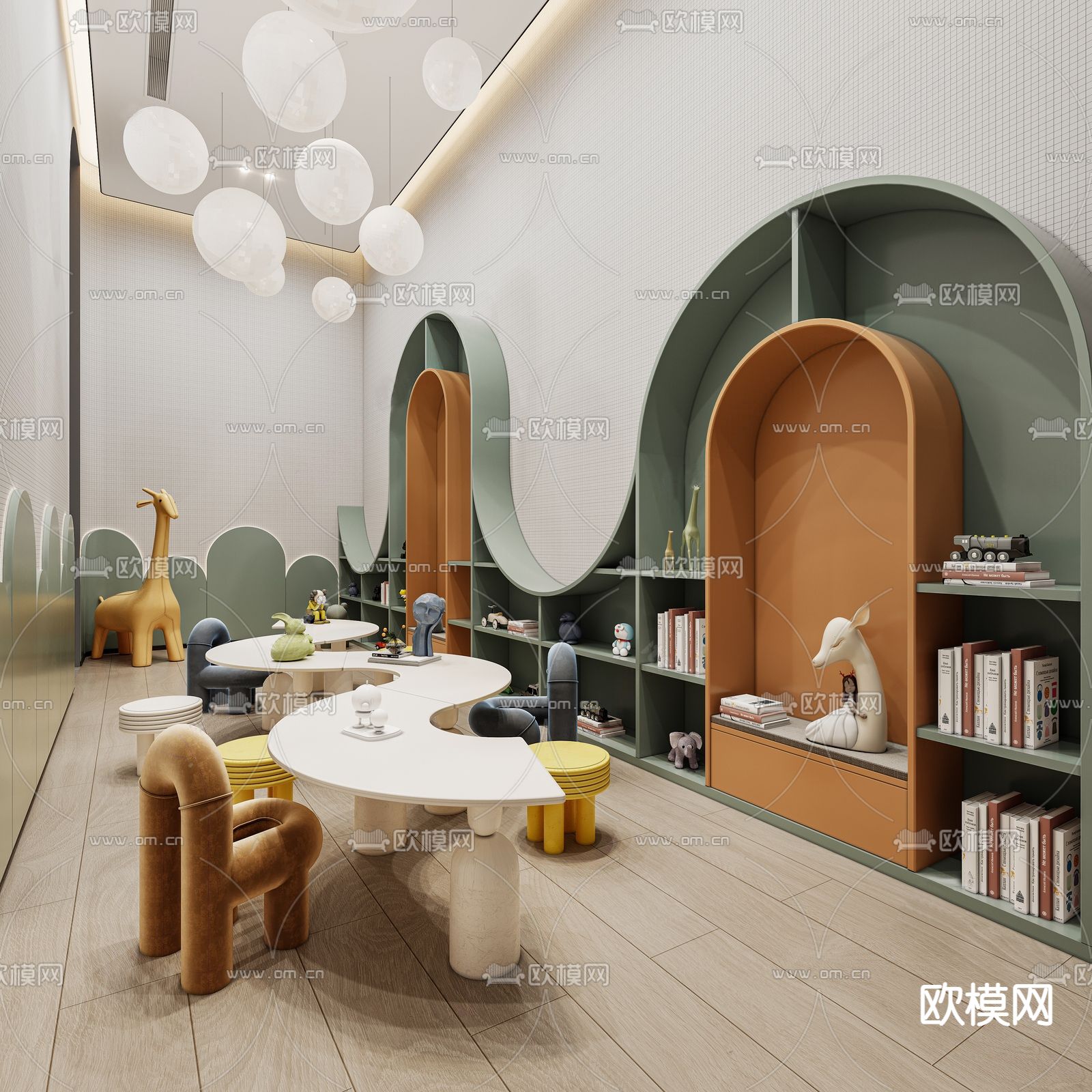 现代儿童活动区su模型下载（渲染图1）