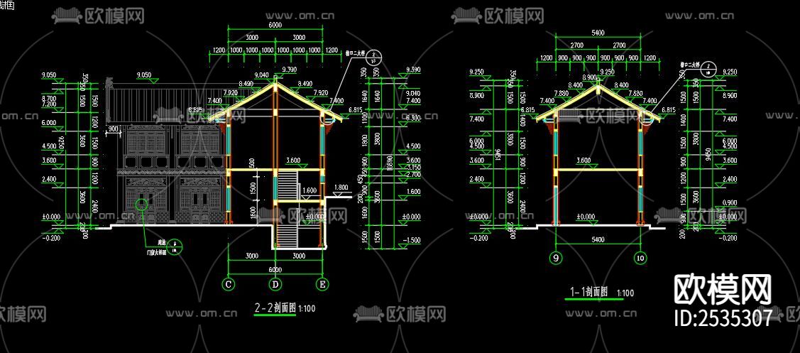 古戏台建筑CAD施工图下载（渲染图5）