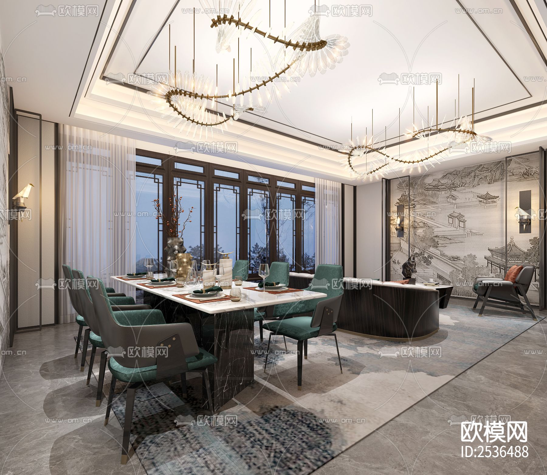 现代大平层豪宅样板间CAD施工图-免费3dmax模型库-欧模网