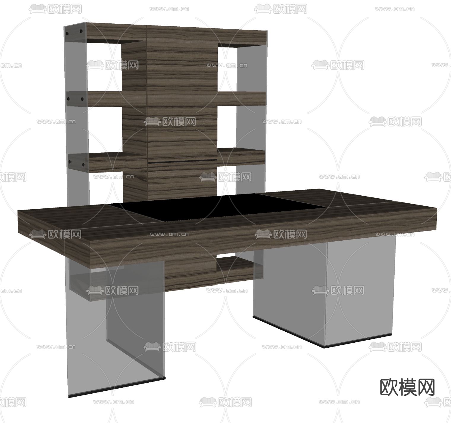 现代班台桌su模型下载（渲染图2）