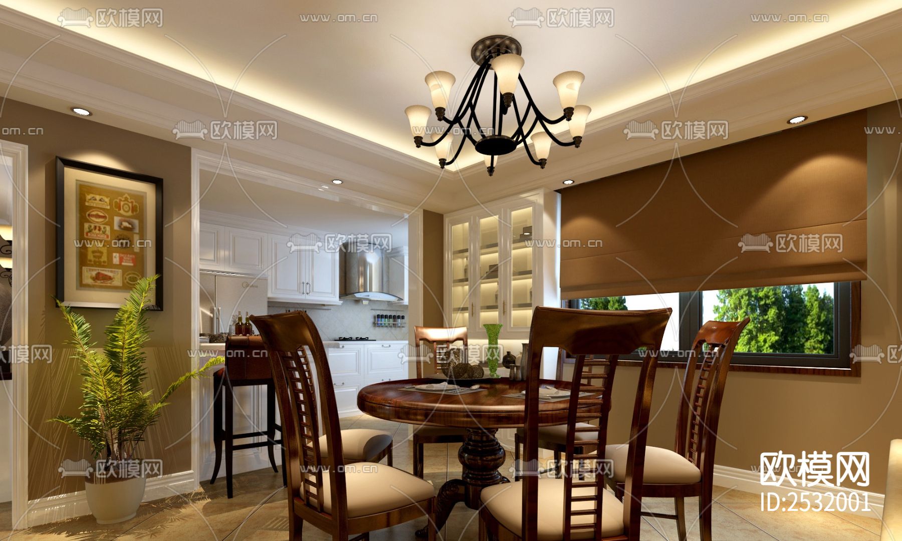 欧式大平层豪宅样板间cad施工图下载（渲染图1）