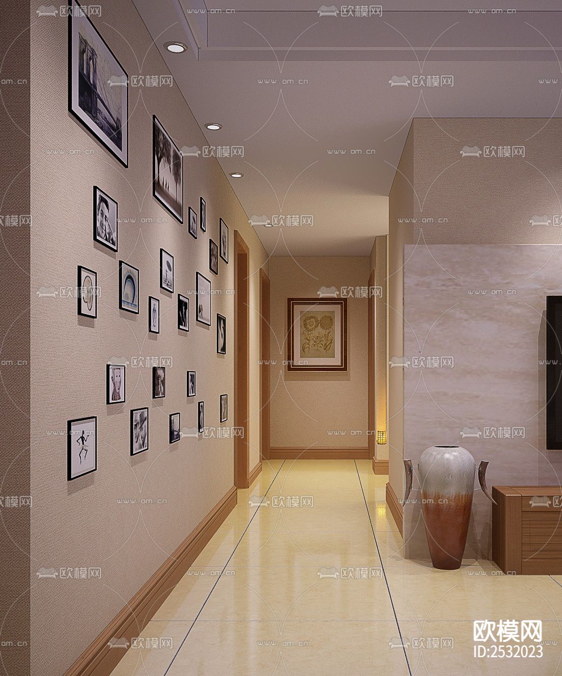 中式大平层豪宅样板间cad施工图下载（渲染图3）