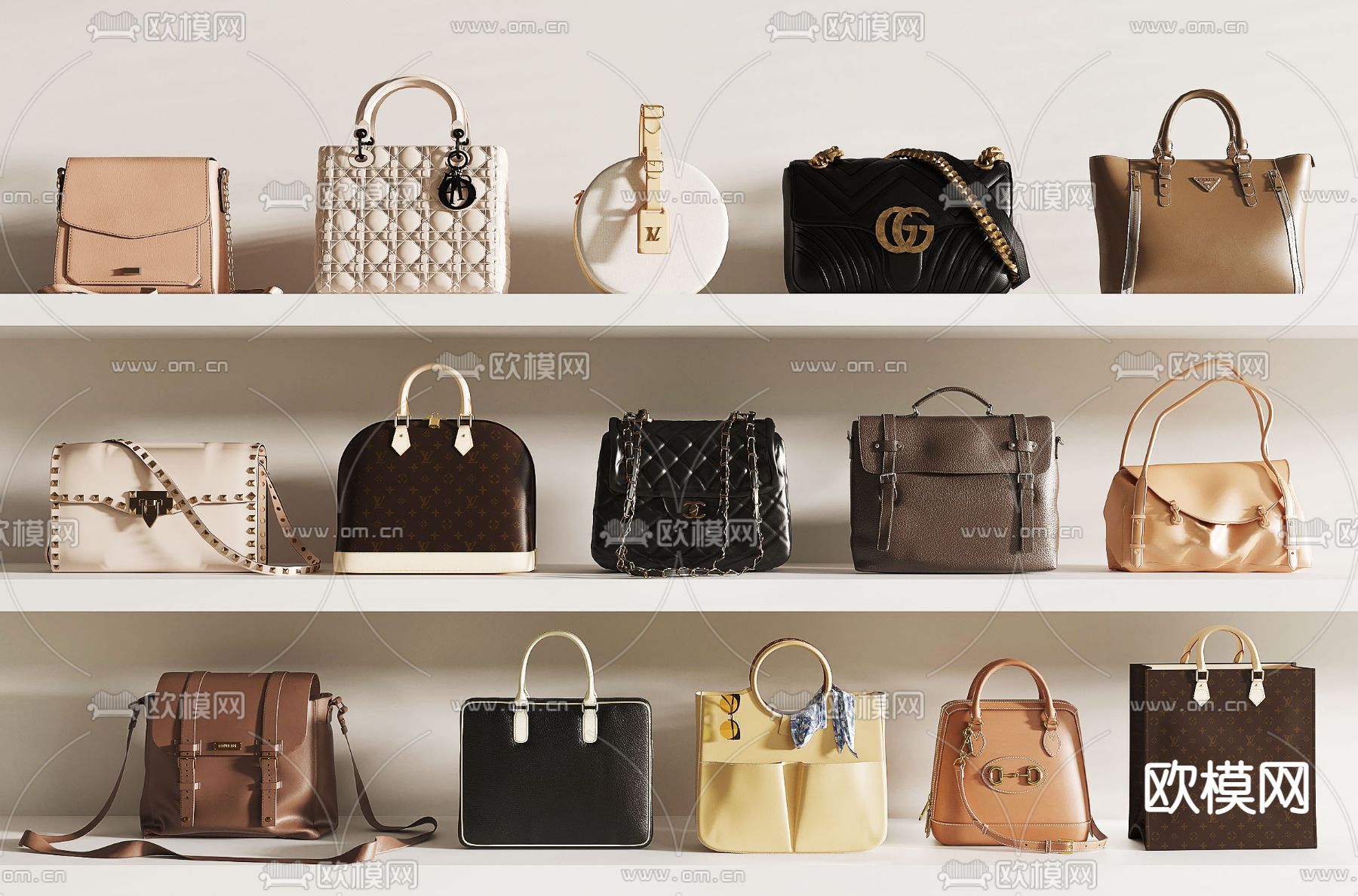 现代包包 手提包su模型下载（渲染图1）