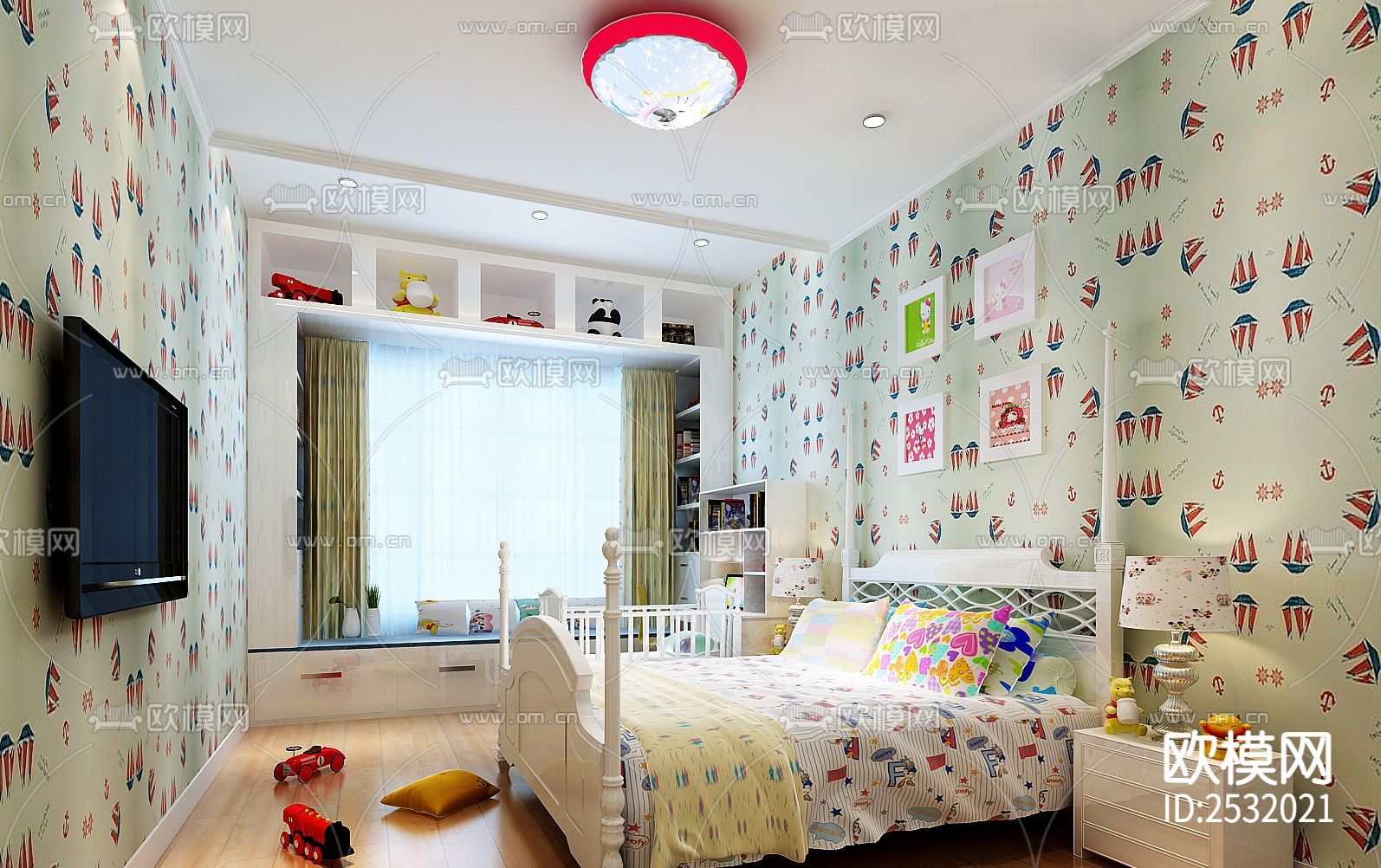 美式大平层豪宅样板间cad施工图下载（渲染图5）