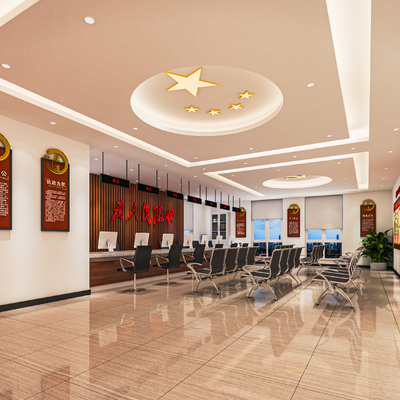  现代社区服务中心 社区大厅su模型 